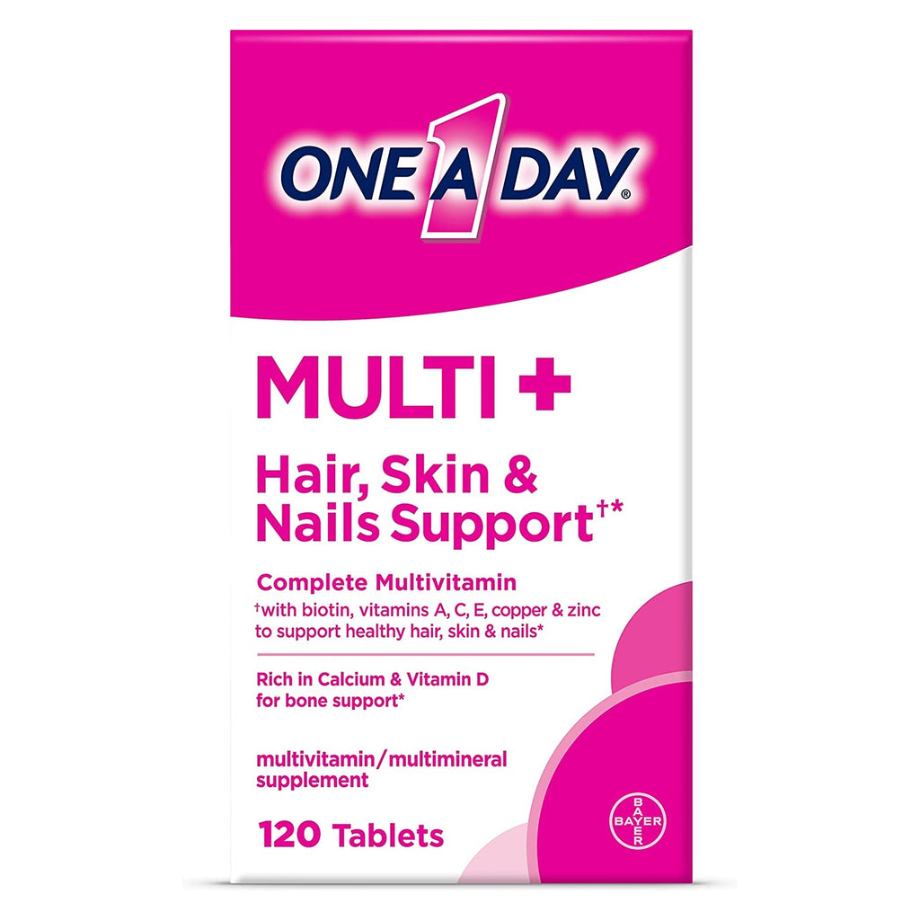 CLEARANCE One A Day Multi + Hair Skin & Nails Support, 120 Tablets, Exp 02/2024
