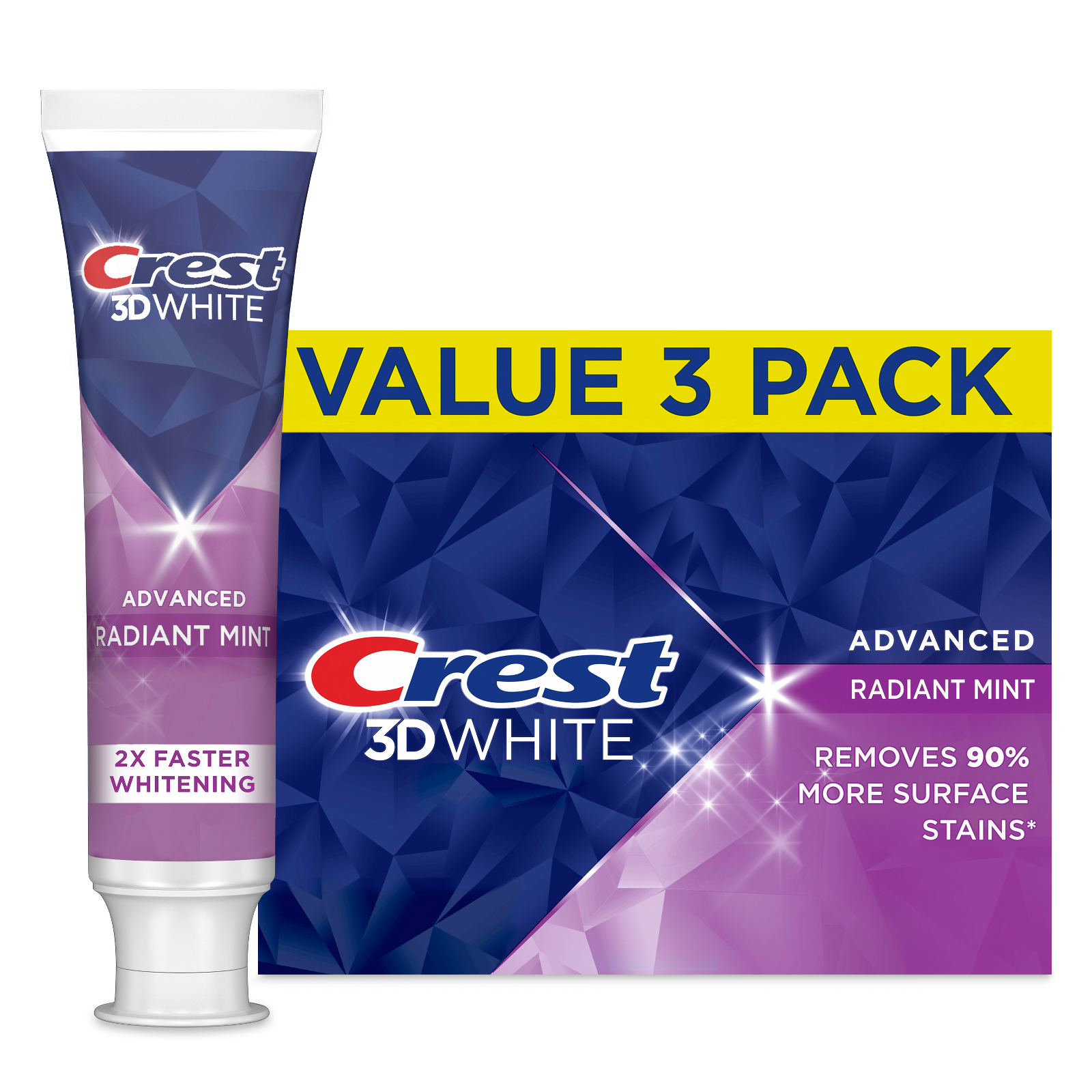 Crest 3D White Radiant Mint Toothpaste, 3.3 Oz / 93 G (3 Pack)