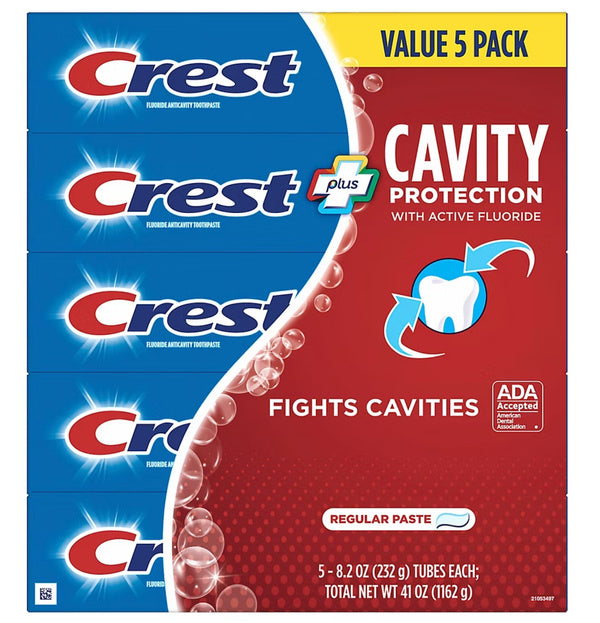 Crest Cavity Protection Toothpaste, 8.2 Oz (232 g), 5-Pack, Regular Paste