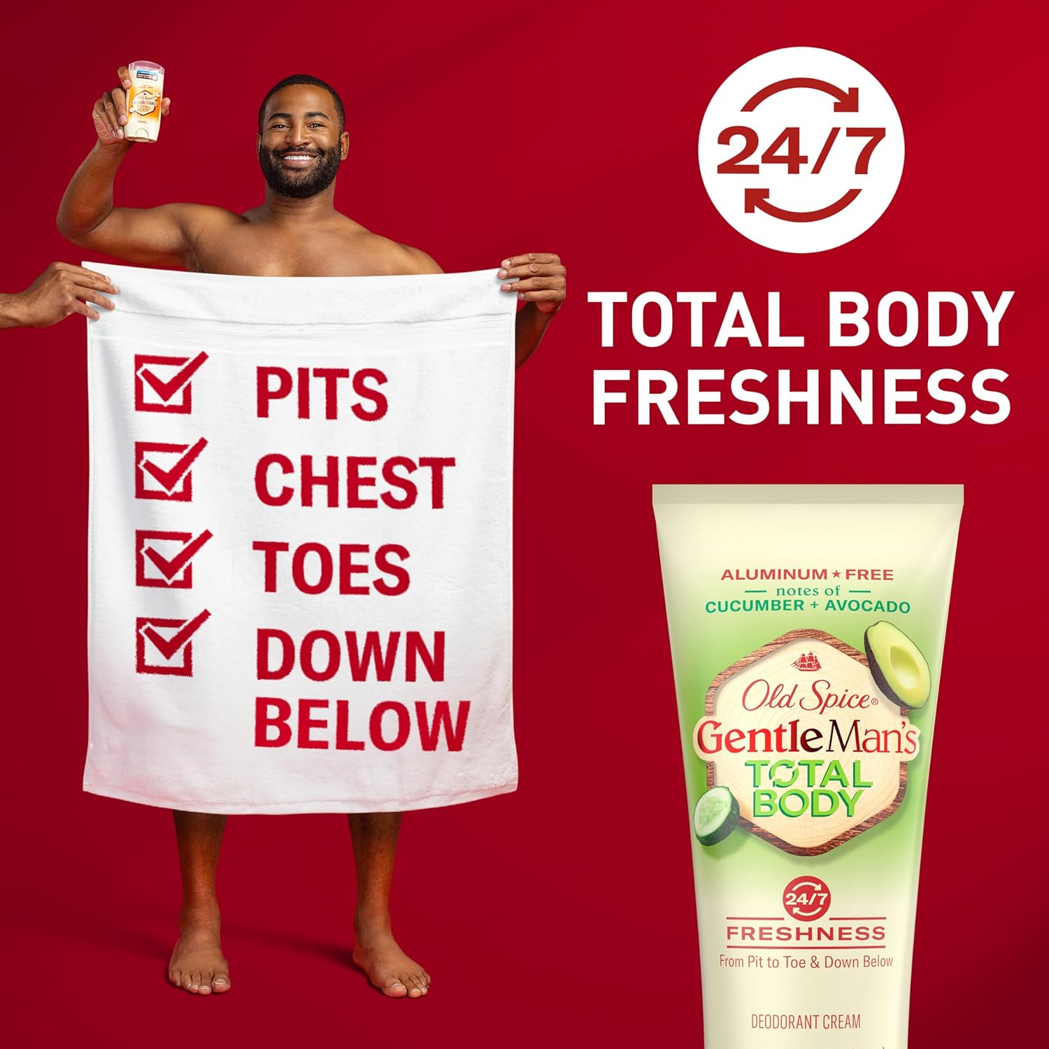 Old Spice Gentleman's Total Body Deodorant Cream, Cucumber + Avocado, 3 oz (85 g)