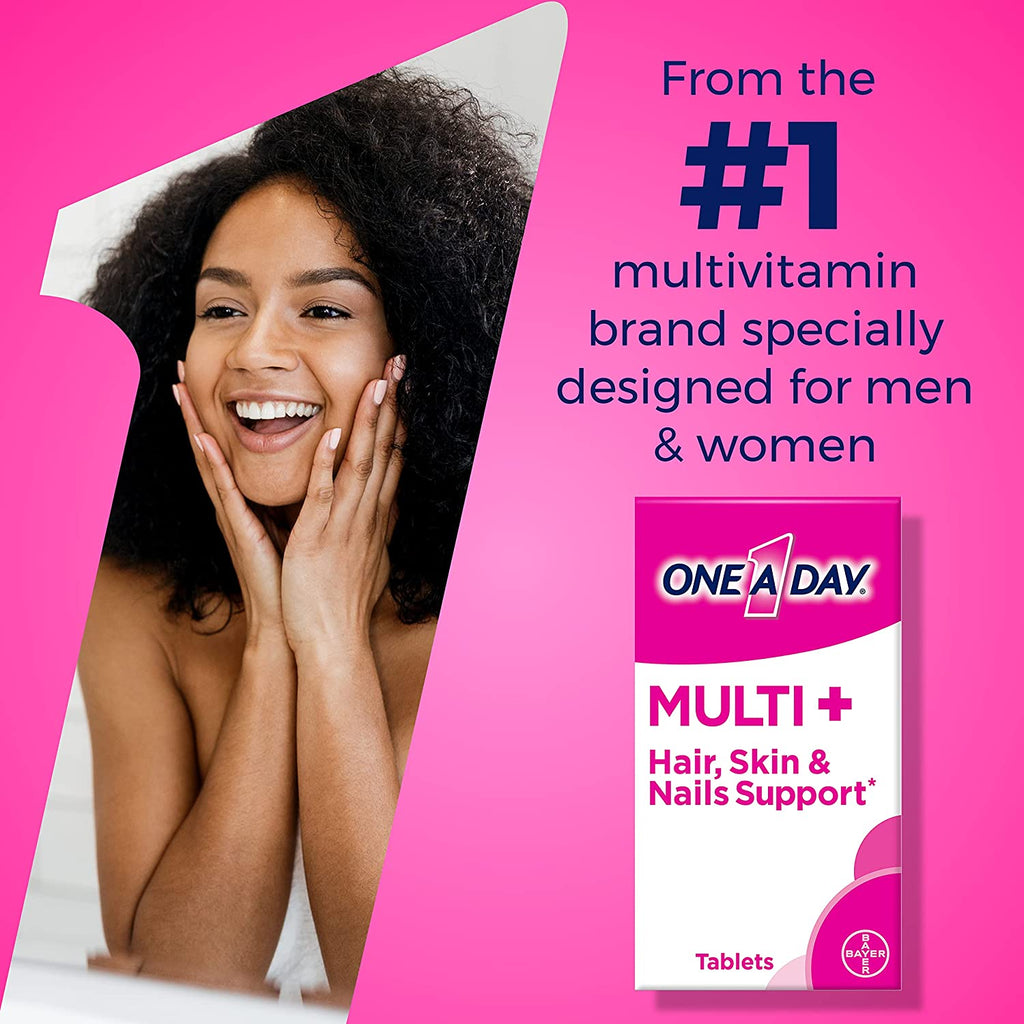 CLEARANCE One A Day Multi + Hair Skin & Nails Support, 120 Tablets, Exp 02/2024