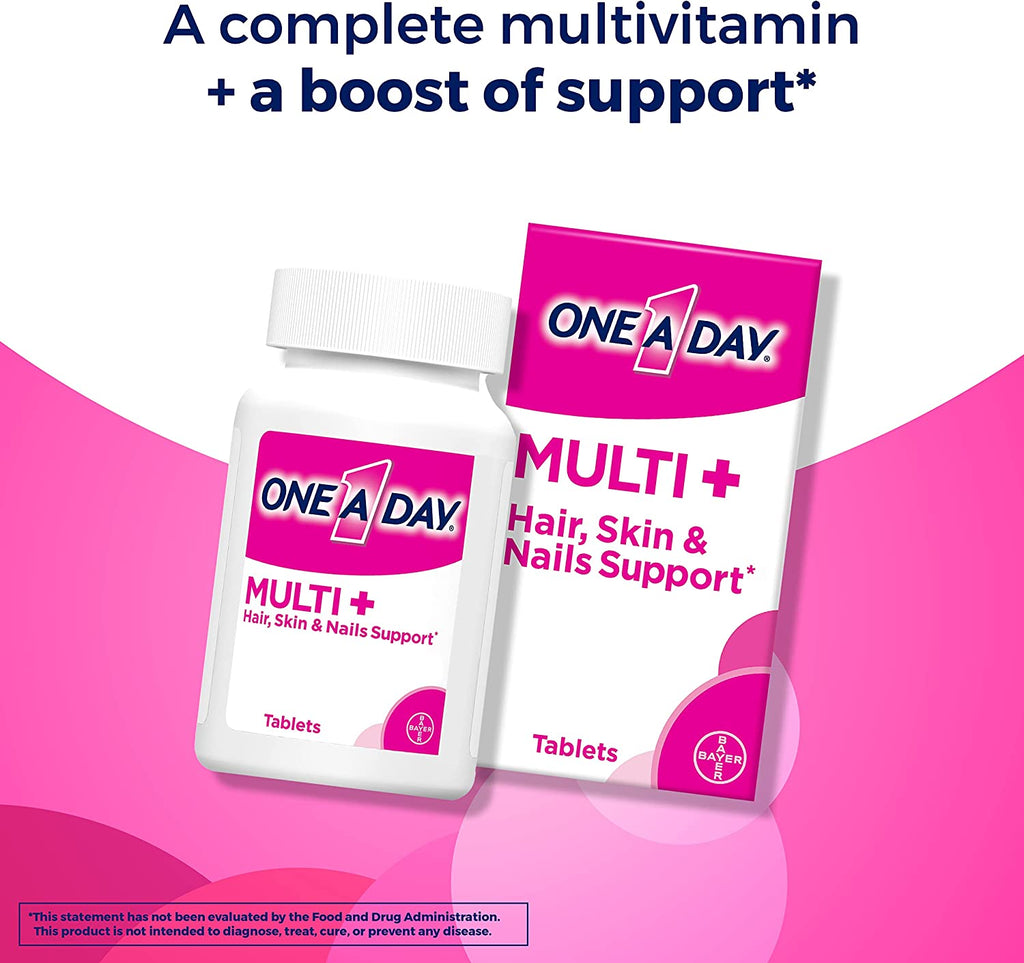 CLEARANCE One A Day Multi + Hair Skin & Nails Support, 120 Tablets, Exp 02/2024