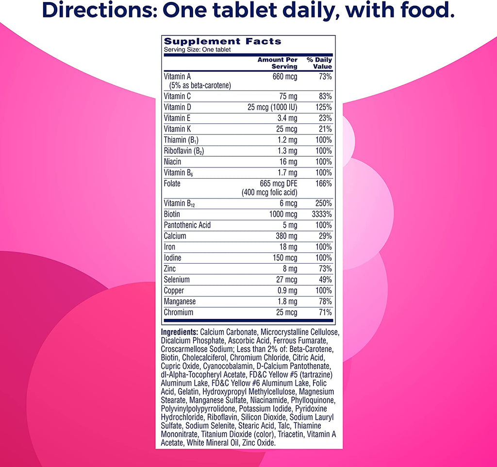 CLEARANCE One A Day Multi + Hair Skin & Nails Support, 120 Tablets, Exp 02/2024