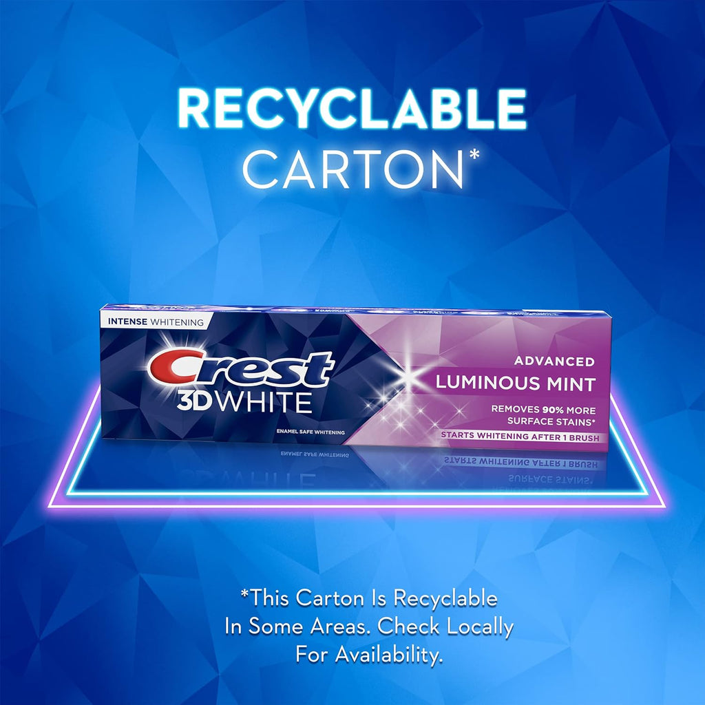 Crest 3d White Luminous Mint Toothpaste 3.7 Oz (104 G) 4 Pack