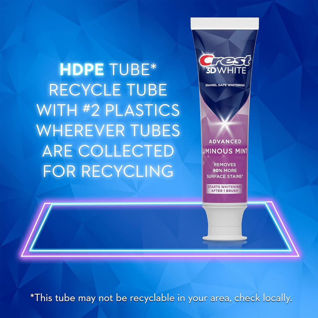 Crest 3d White Luminous Mint Toothpaste 3.7 Oz (104 G) 4 Pack