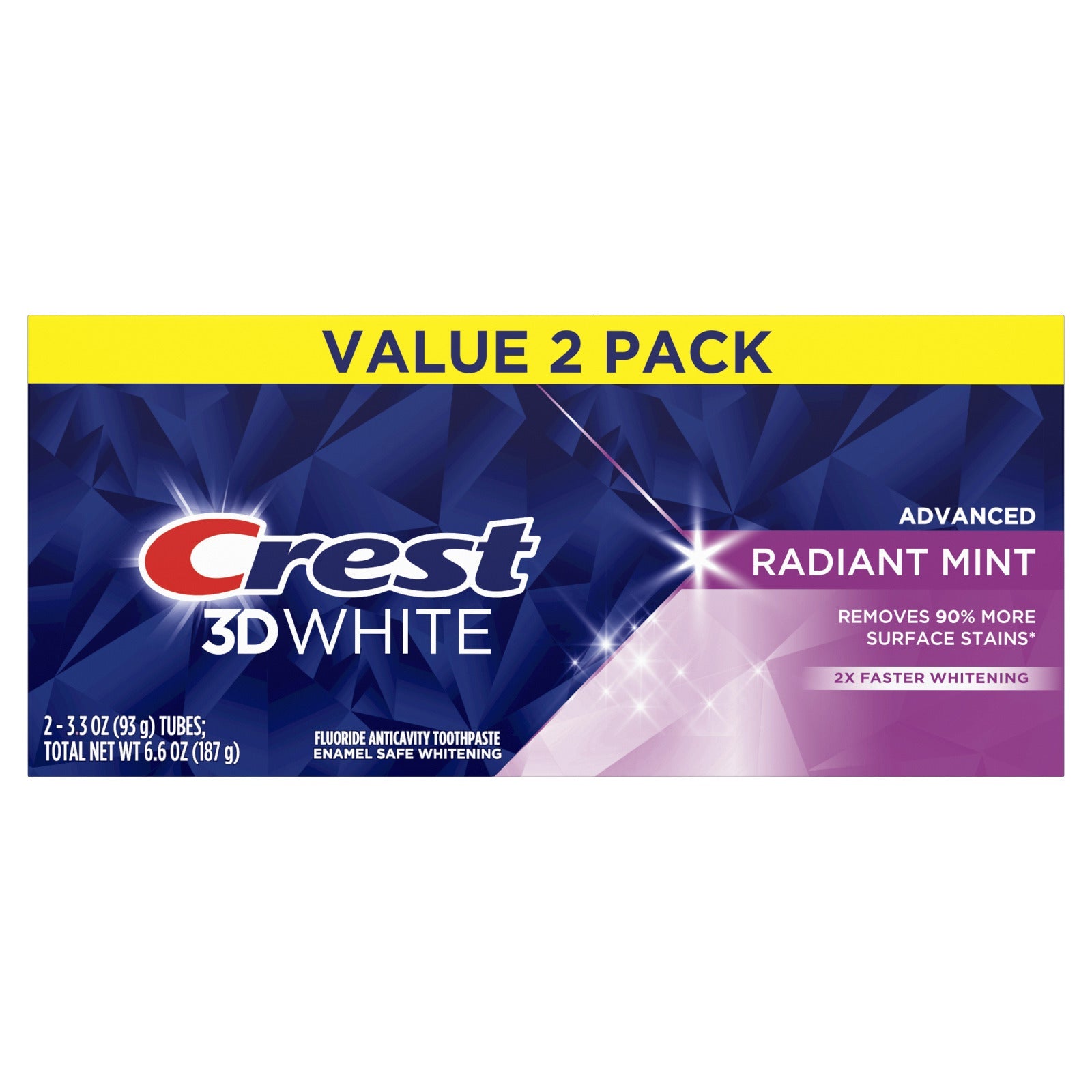 Crest 3D White Radiant Mint Toothpaste 3.3 oz / 93 g (2 pack)