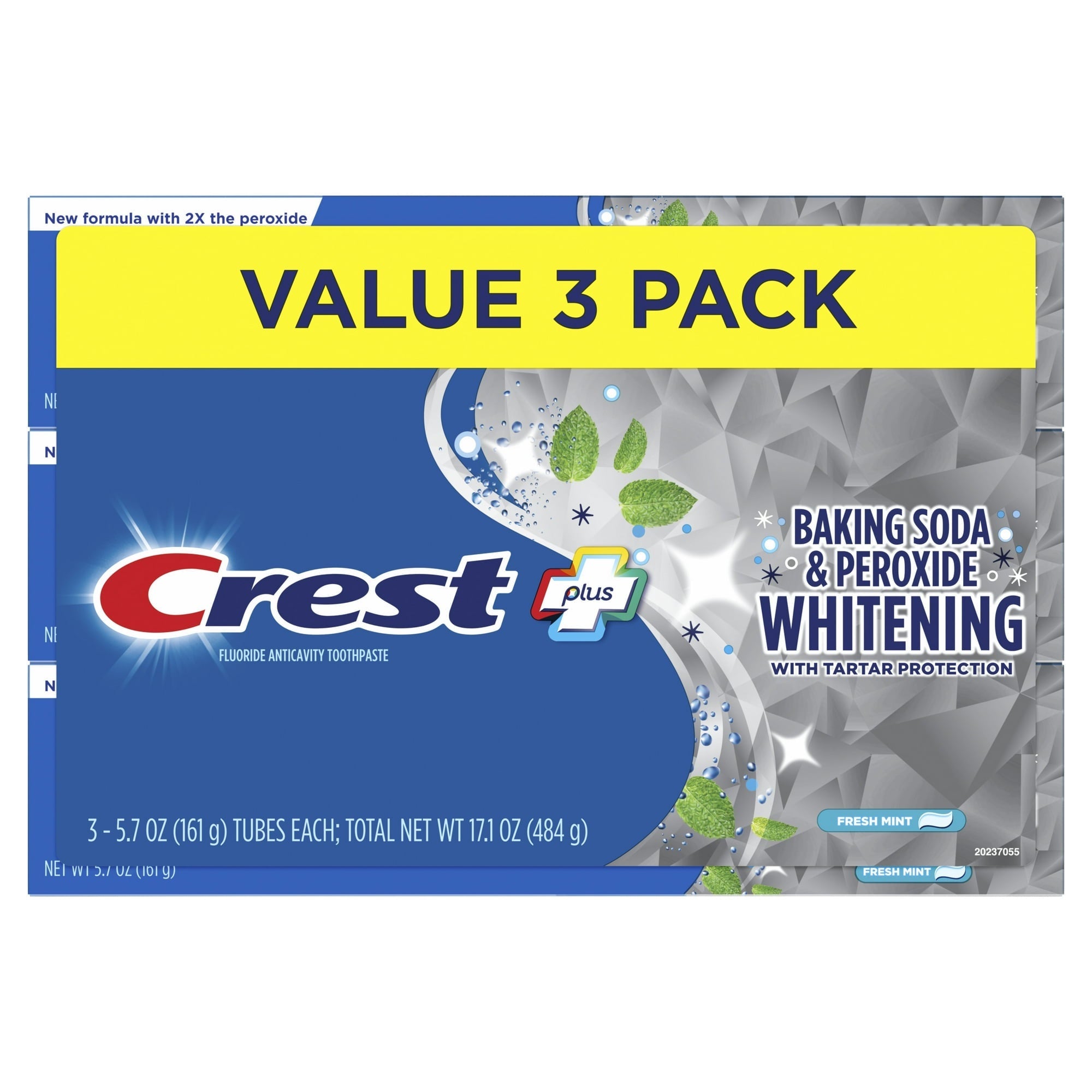 Crest PLUS Baking Soda & Peroxide Fresh Mint Toothpaste 5.7 oz (161 g) 3-Pack