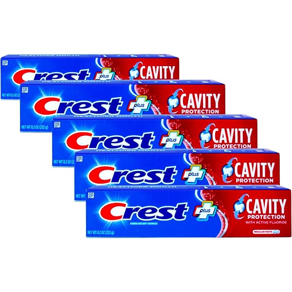Crest Cavity Protection Toothpaste, 8.2 Oz (232 g), 5-Pack, Regular Paste