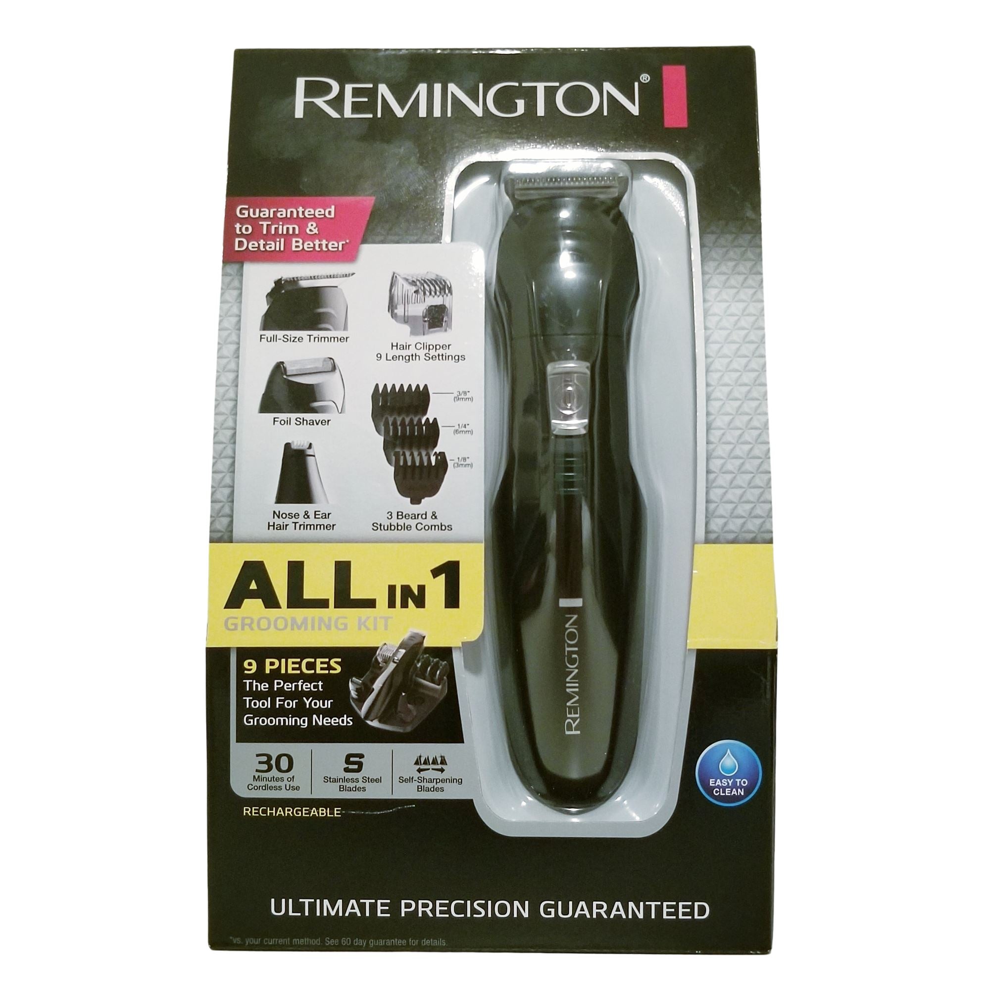 Remington 9-piece All-in-1 Grooming Kit PG6017 - Detail Trimmer, Hair Clippers, 120V