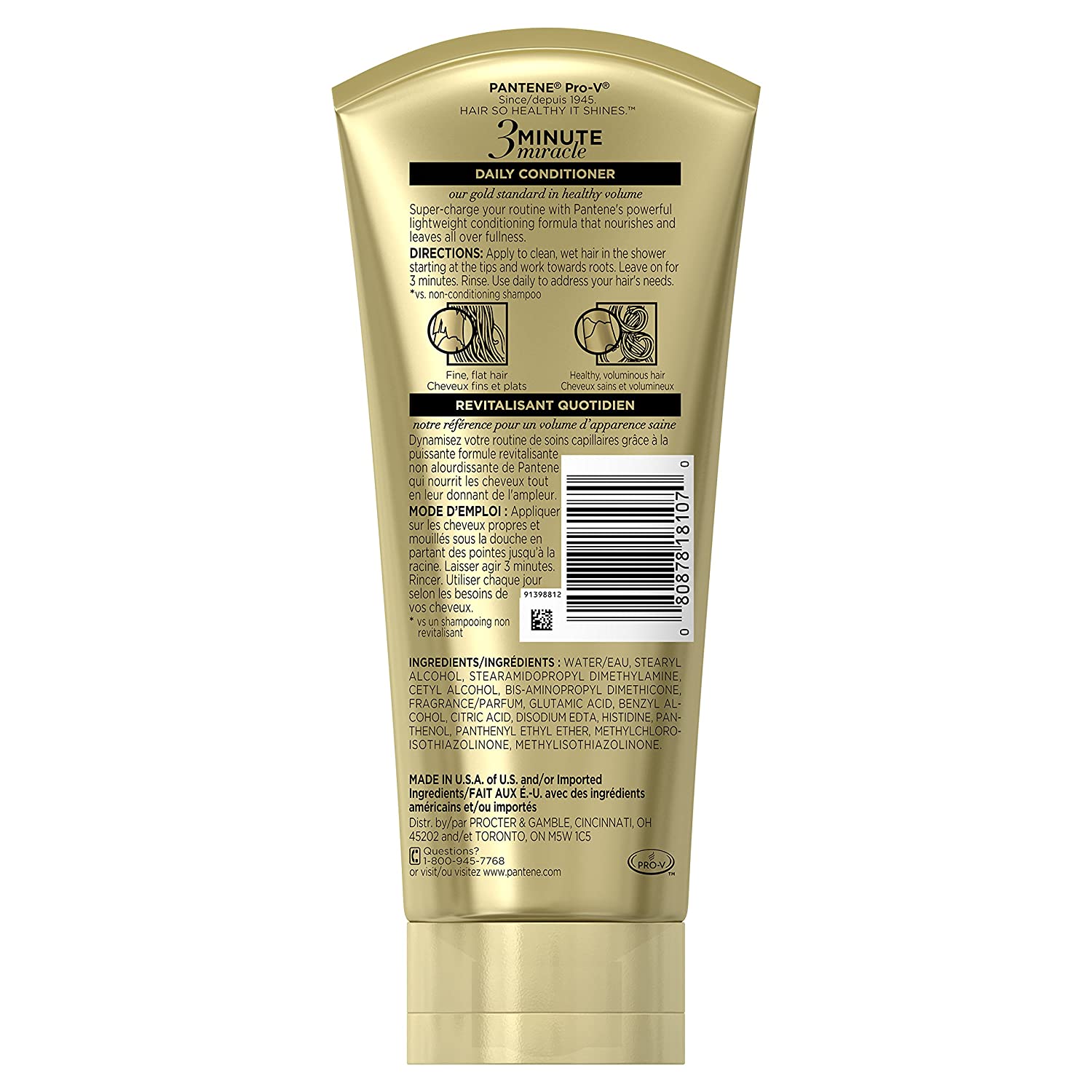 Pantene Pro-v 3 Minute Miracle Sheer Volume Daily Conditioner, 180 mL (6 Fl Oz)