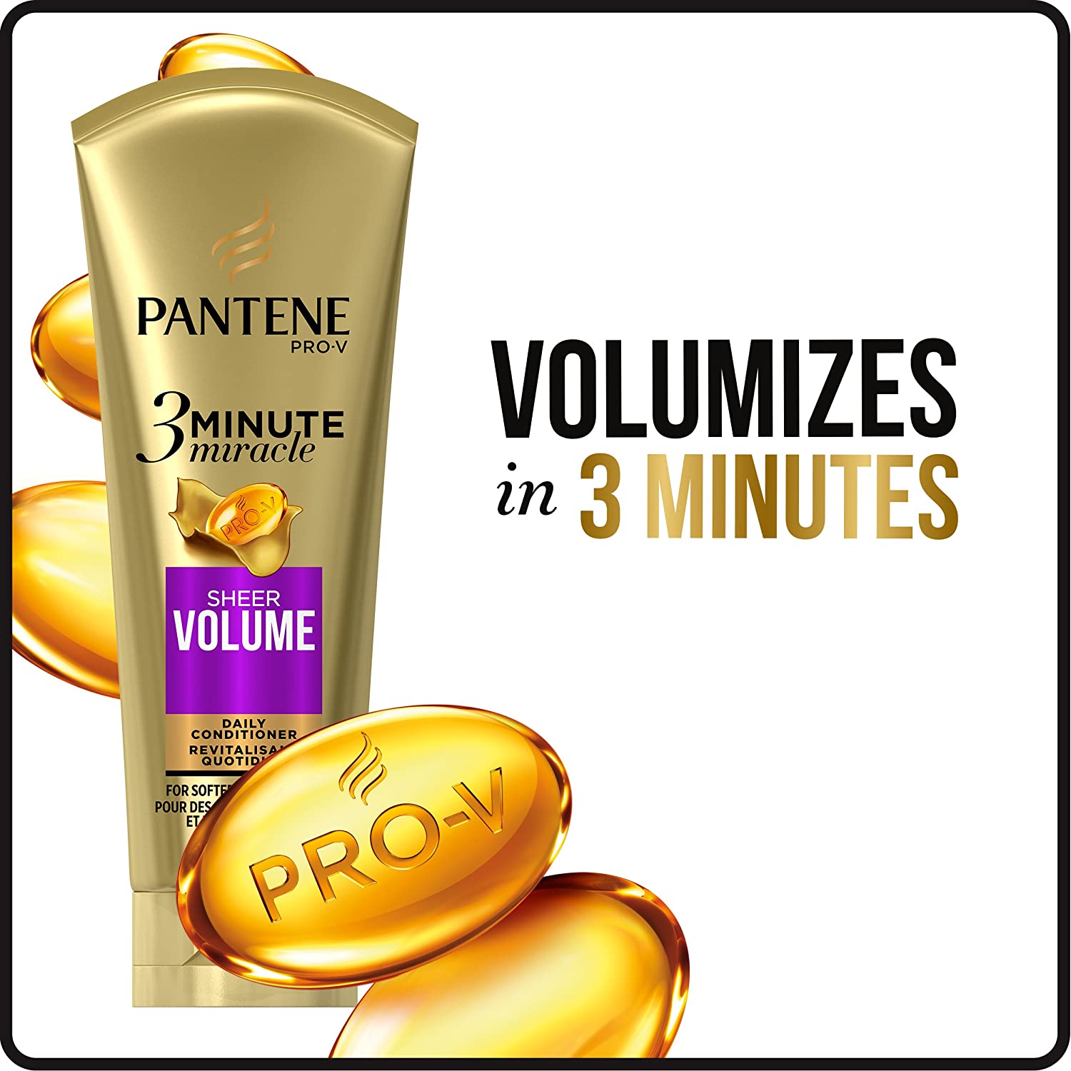 Pantene Pro-v 3 Minute Miracle Sheer Volume Daily Conditioner, 180 mL (6 Fl Oz)
