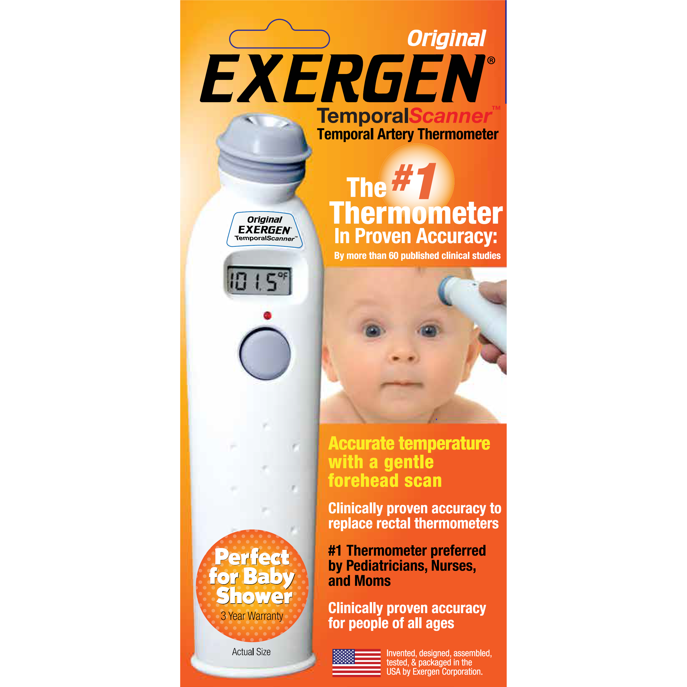 Exergen Original Temporal Scanner, Temporal Artery Thermometer, Tat-2000C