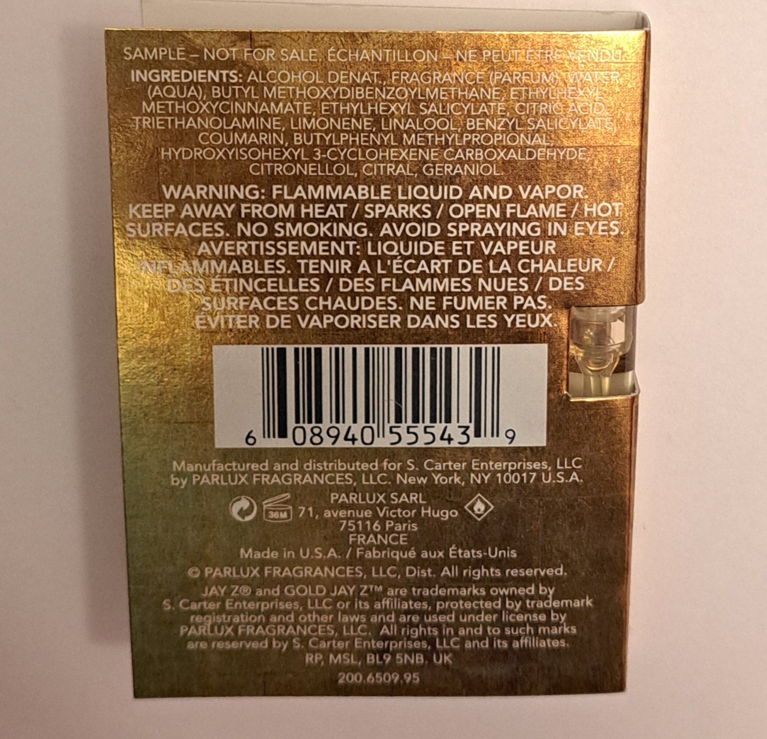 Jay Z Gold Eau de Toilette Spray Vaporisateur 0.05 FL OZ (1.5 mL)