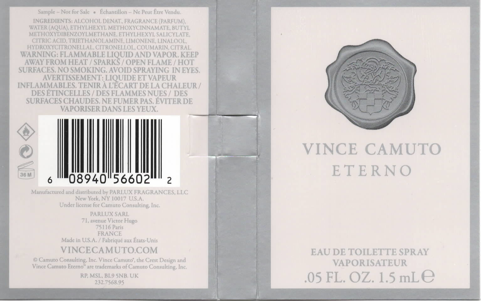 Vince Camuto Eterno Eau de Toilette Spray, 0.05 FL OZ (1.5 mL)