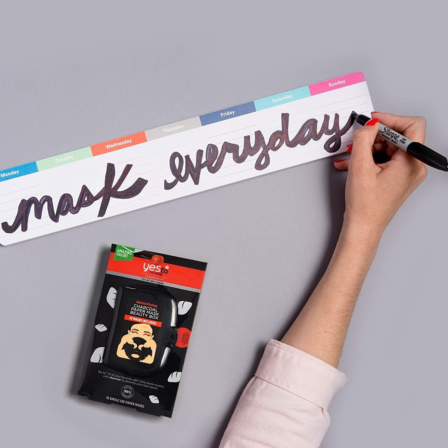 Yes To Tomatoes Detoxifying Charcoal Paper Face Mask - 10 Count, Facial Mask Beauty Box