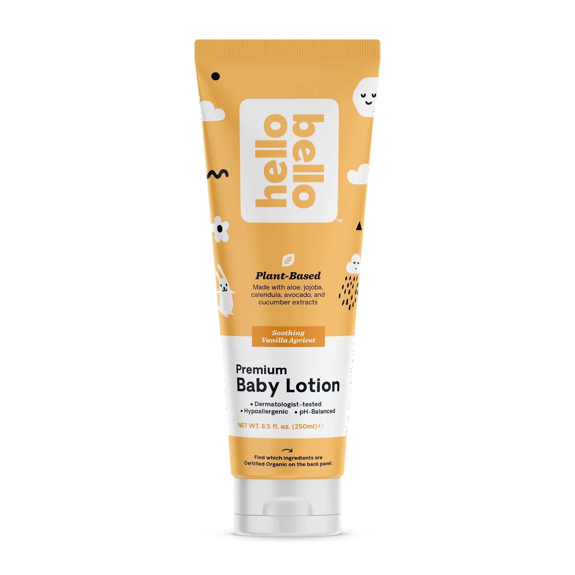 Hello Bello Plant-Based Baby Lotion, 8.5 fl oz (250 ml) | Soothing Vanilla Apricot